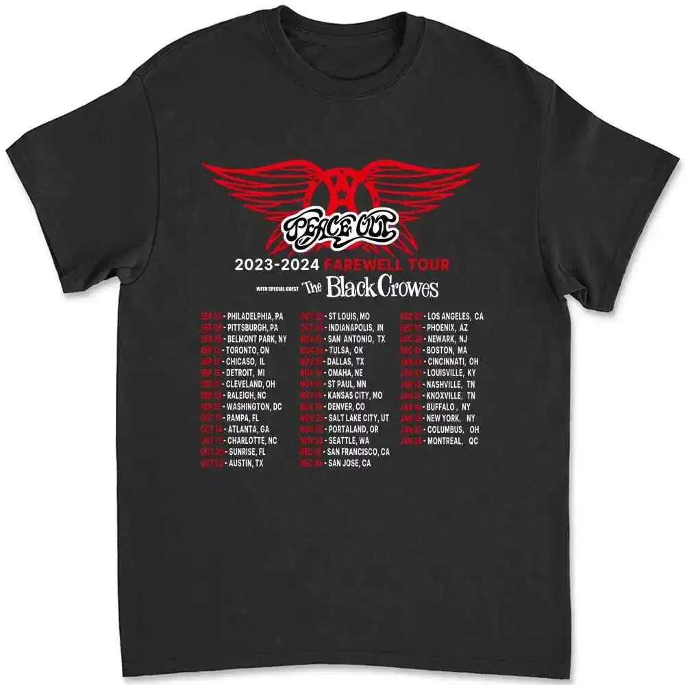 Aerosmith 2023 2024 camiseta de la banda de gira de despedida de tranquilo para 023S