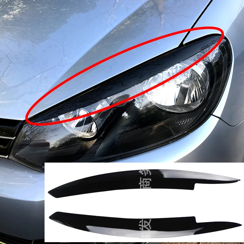 Glossy Car Front Lamps Headlight Eyebrow Eyelids ABS Trim Stickers Cover sticker for VW Golf 6 MK6 2008-2013 Headlight Eye brow