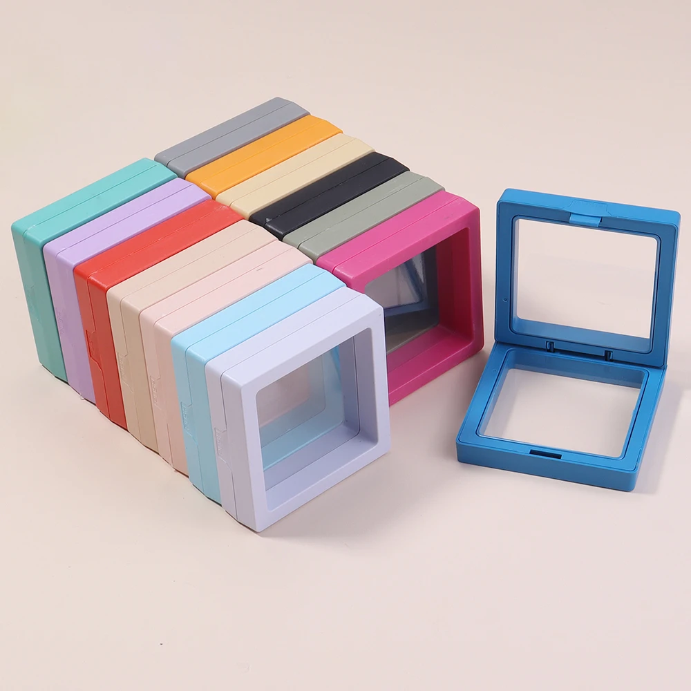 Transparent PE Floating Frame Display Case Jewelry Earring Antioxidant Storage Box Gifts Elastic Film Dustproof Packaging Box