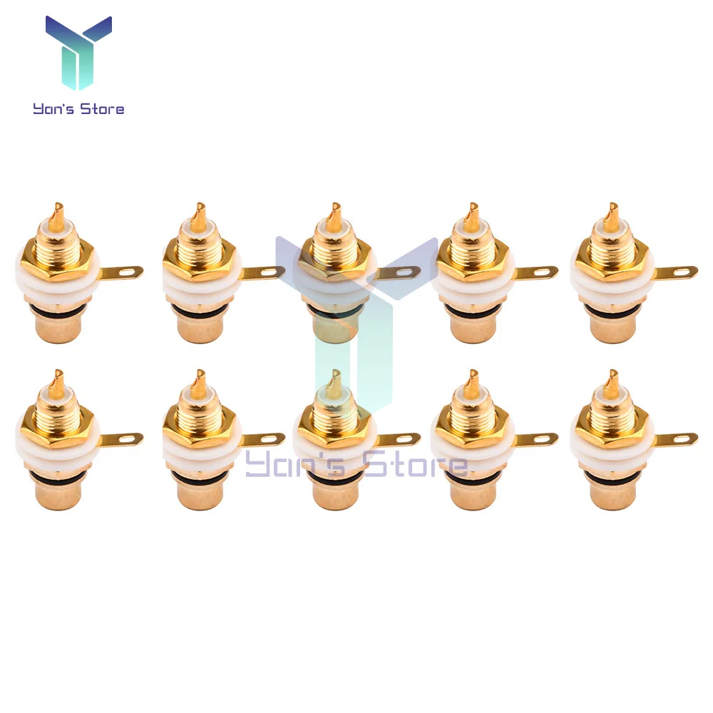 1/4/10PCS RCA Female Socket Audio Chassis Welding Wire Connector Zinc Alloy Adapter Plug Gold Plated RCA Terminal Jack White