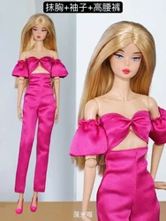 Clothing set / hot pink rose tube top + long pant / 30cm doll clothes suit outfit For 1/6 Xinyi FR ST blythe BB Doll
