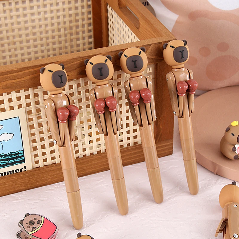 1Pcs Cartoon Decompression Boxing Pen Creative Capybara Ballpoint Pen Student Stationery Office Supplies Stress Relieving Gifts