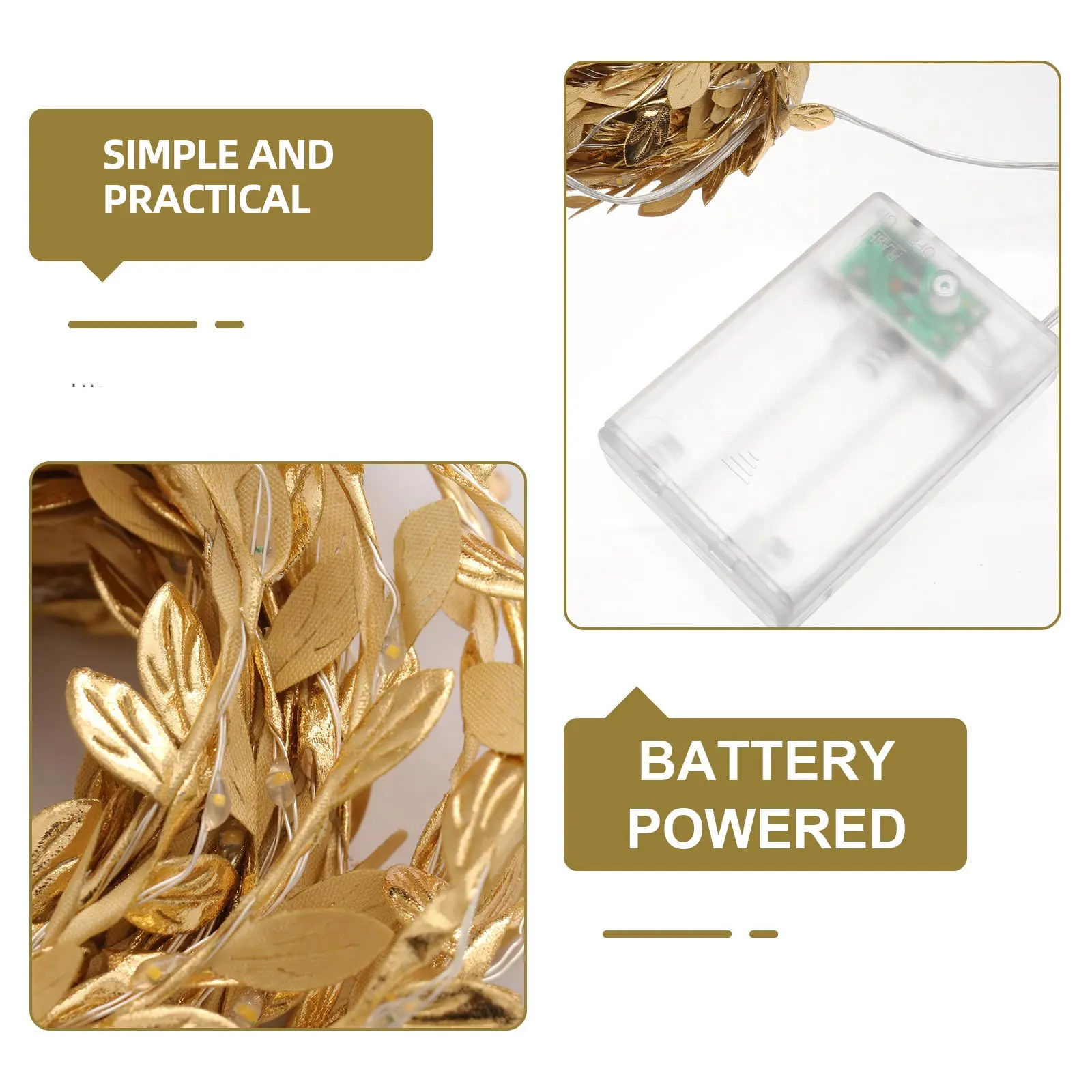 1 pz decorazione natalizia LED foglia rattan luce da giardino alimentata luce a corda dorata per festival recinzione patio cortile esterno