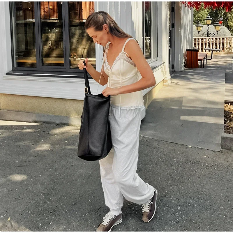 Spitzen-Patchwork-Rückenfreie Oberteile für Damen, sexy Spaghetti-Träger, ärmellos, mit Schnürung, plissiertes Cami-Top, charmante Damen-Partykleidung, Strandkleidung – Detail 7