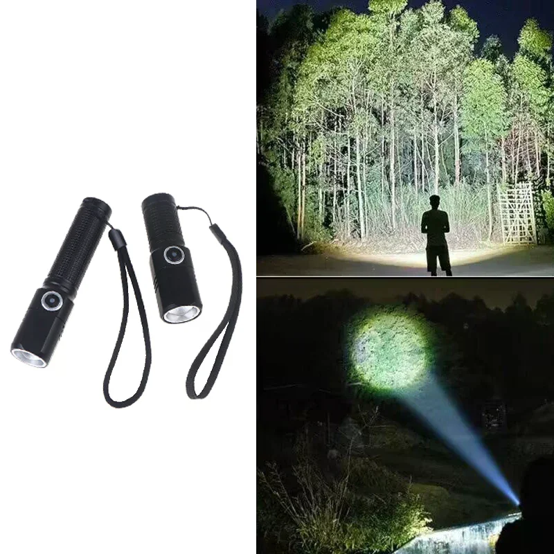 Bright P60 Portable Mini LED Flashlight USB Rechargeable Zoom Aluminum Alloy Pocket Flashlight For Outdoor Camping Fishing