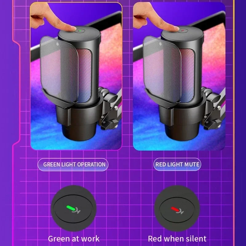 Condenser Microphone with Cantilever Stand Cardioid Pattern ≥60dB SNR for Gaming Voice Recording Wireless Live Stream Capability
