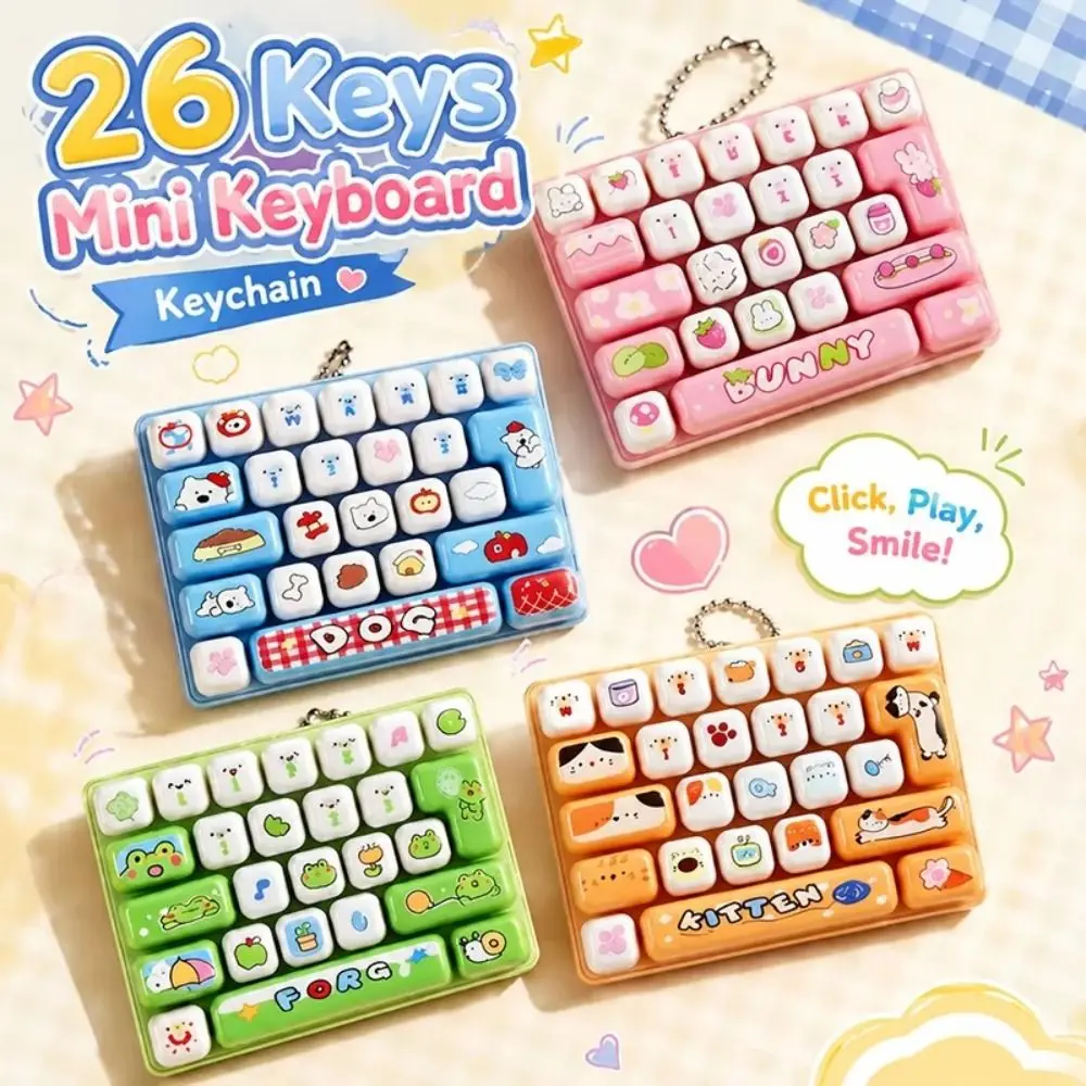 26 Key Decompression Button Cute Design Small Gift Mini Keyboard Pendant Creative Style Bag Hanging Ornament Keyboard Keychain