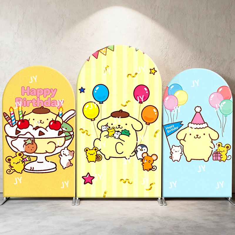 

Pompompurin Arch Backdrop Cover Sanrio Birthday Themed Decor, Festive Photo Booth Props for Kids’ Party & Home Celebration