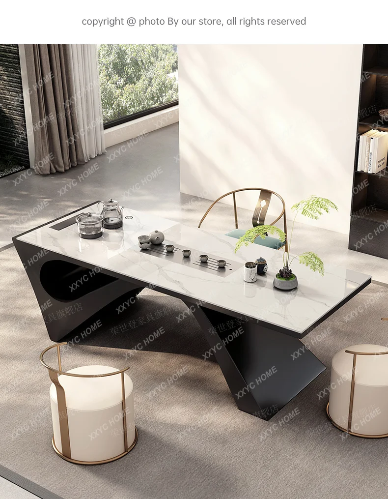 LKung Fu Tea Table Simple Modern Office Tea Table Living Room Large Tea Table and Chair