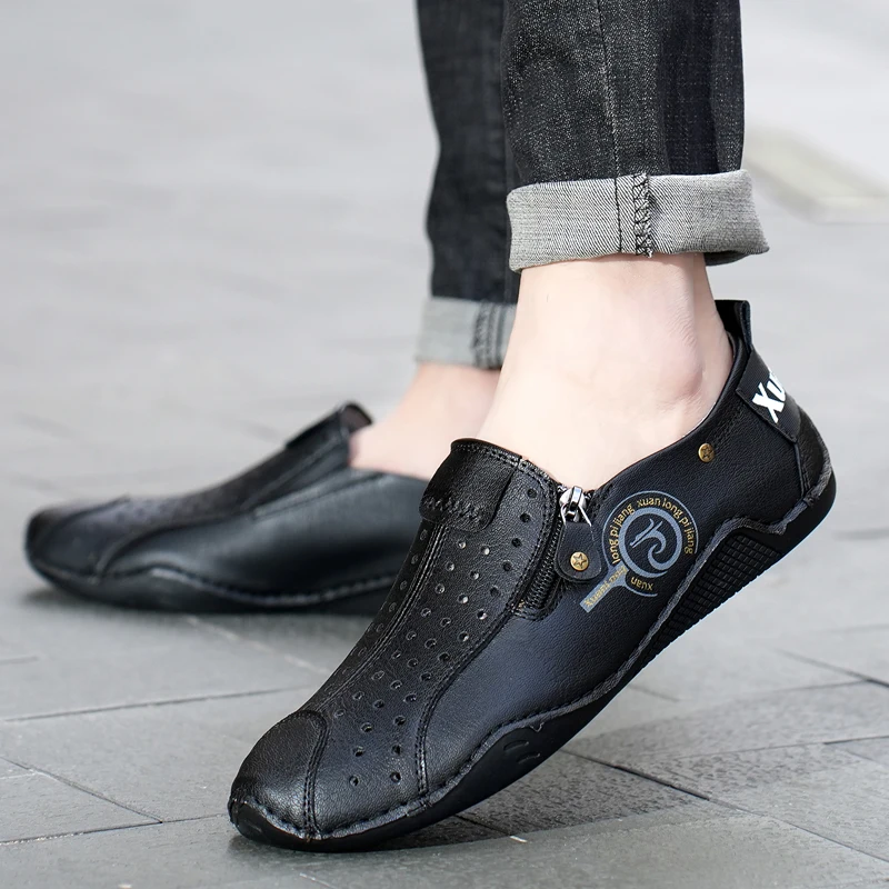 Sepatu pria kasual kulit buatan tangan Sneakers pria kualitas tinggi sepatu berkendara nyaman loafer pria penjualan laris mokasin Hombre