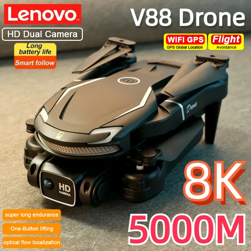 

Lenovo V88 Drone 8K 5G GPS Professional HD WiFi Aerial Photography Avoidance Dual Camera Quadrotor for Adults and Children Toys