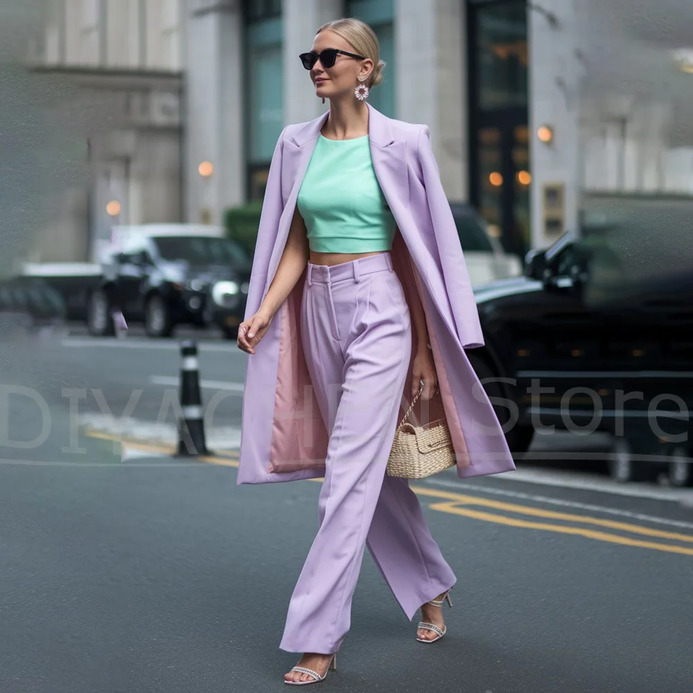 

Women Pants Sets Office Lady Formal Party Outfits 2 Piece Fashion Peak Lapel Single Breasted Solid Color Customized Suits