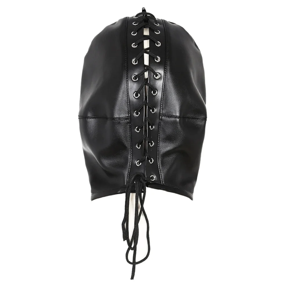 男性セクシーな多機能ヘッドギアハロウィンコスプレレザーパーティーマスクフルカバーフードマスクリムーバブル目隠しマスクアクセサリー