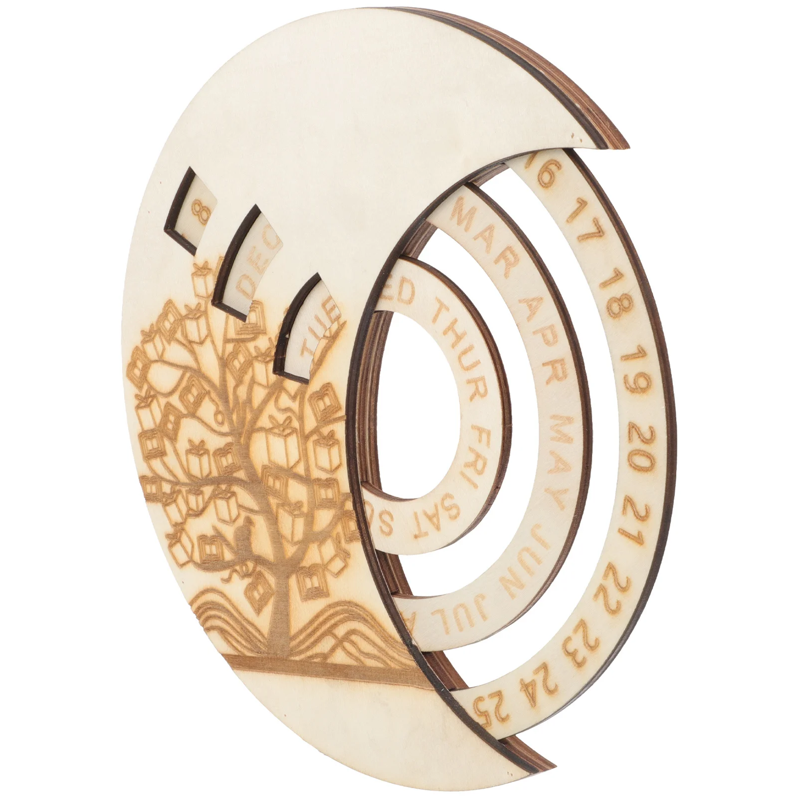 Calendário perpétuo de madeira premium, design de lua, decoração de parede, artesanato, decoração de casa, floco de neve, decalque de parede