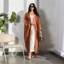 Extra-Loose-Fit Shiny Orange Butterfly Kaftan Abaya-Batwing Sleeves, Open Front. Dubai Islamic Clothing Muslim Women Open Abaya