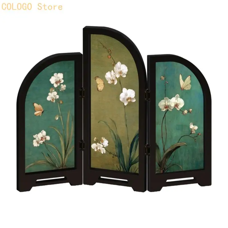 Decorative Table Screen Table Ornament 3 Panel Divider Desktop Folding Screen D0LD