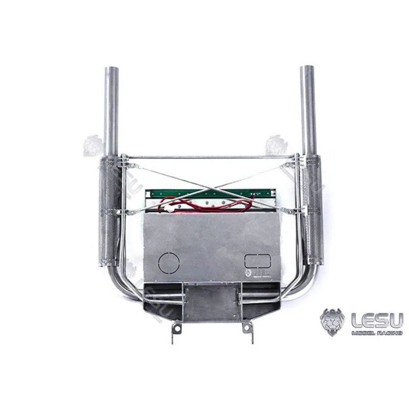 

Equipment Rack Exhaust Pipe Double Chimney with Light Wire Rack G-6118 For 1/14 Tamiya RC LESU Romote Control Trailer Toy Parts