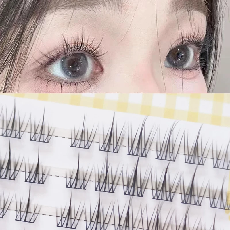 10 рядов K-Pop Idol DIY кластерные ресницы U-образный C Curl 8-10 мм для девочек группа 7-9 мягкие нижние без жестокости корейский Фото №6