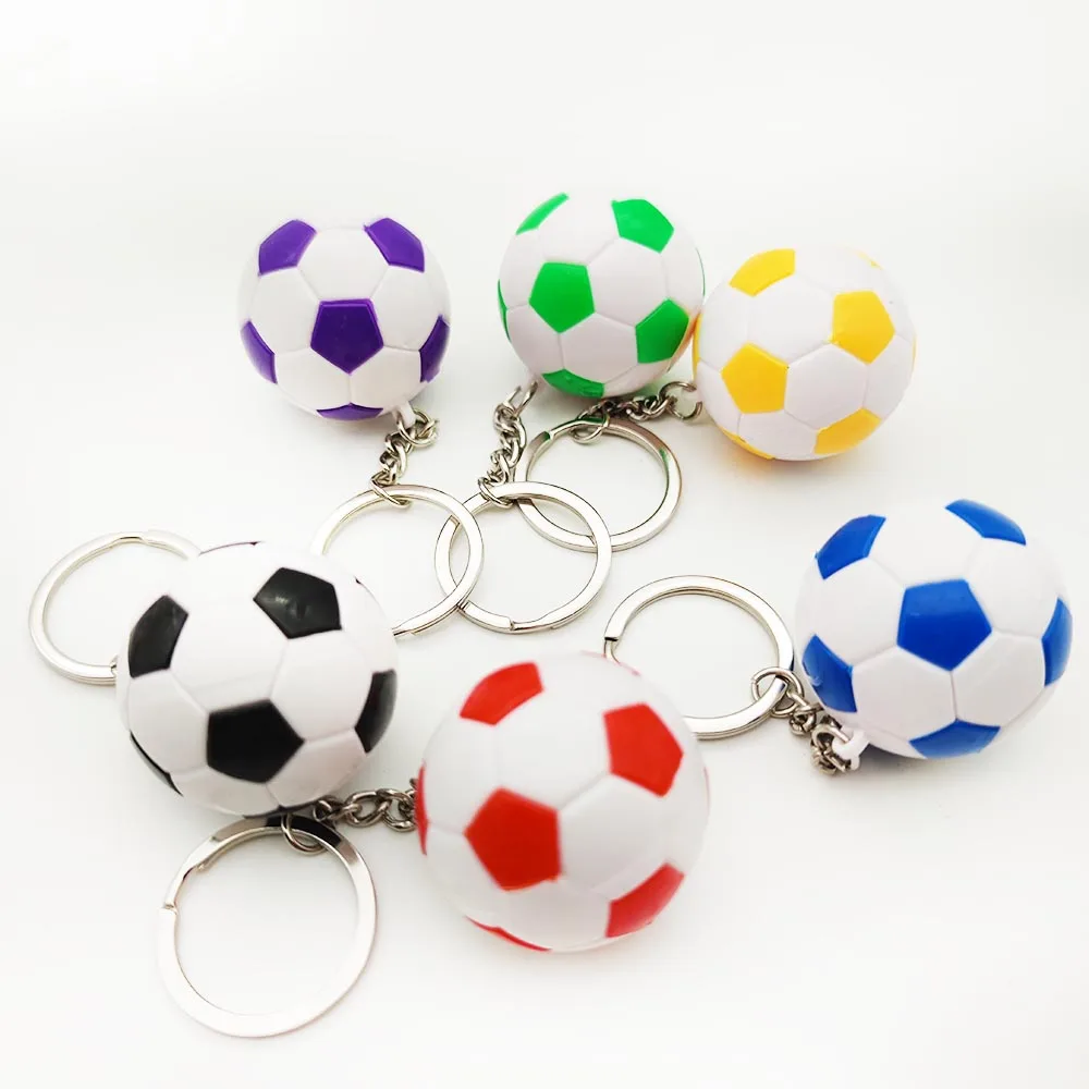 6-48pcs Soccer Ball Keychains Mini Football Key Ring Sports Ball Keychain for Kid Party Favors Soccer Birthday Party Supplies