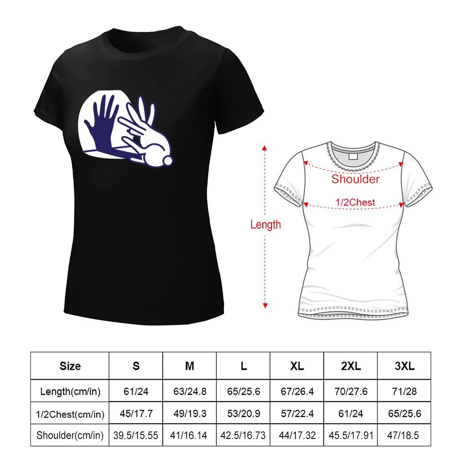 Camiseta de conejo sombra de mano para mujer, moda coreana, camiseta de manga corta, camisetas lisas para mujer