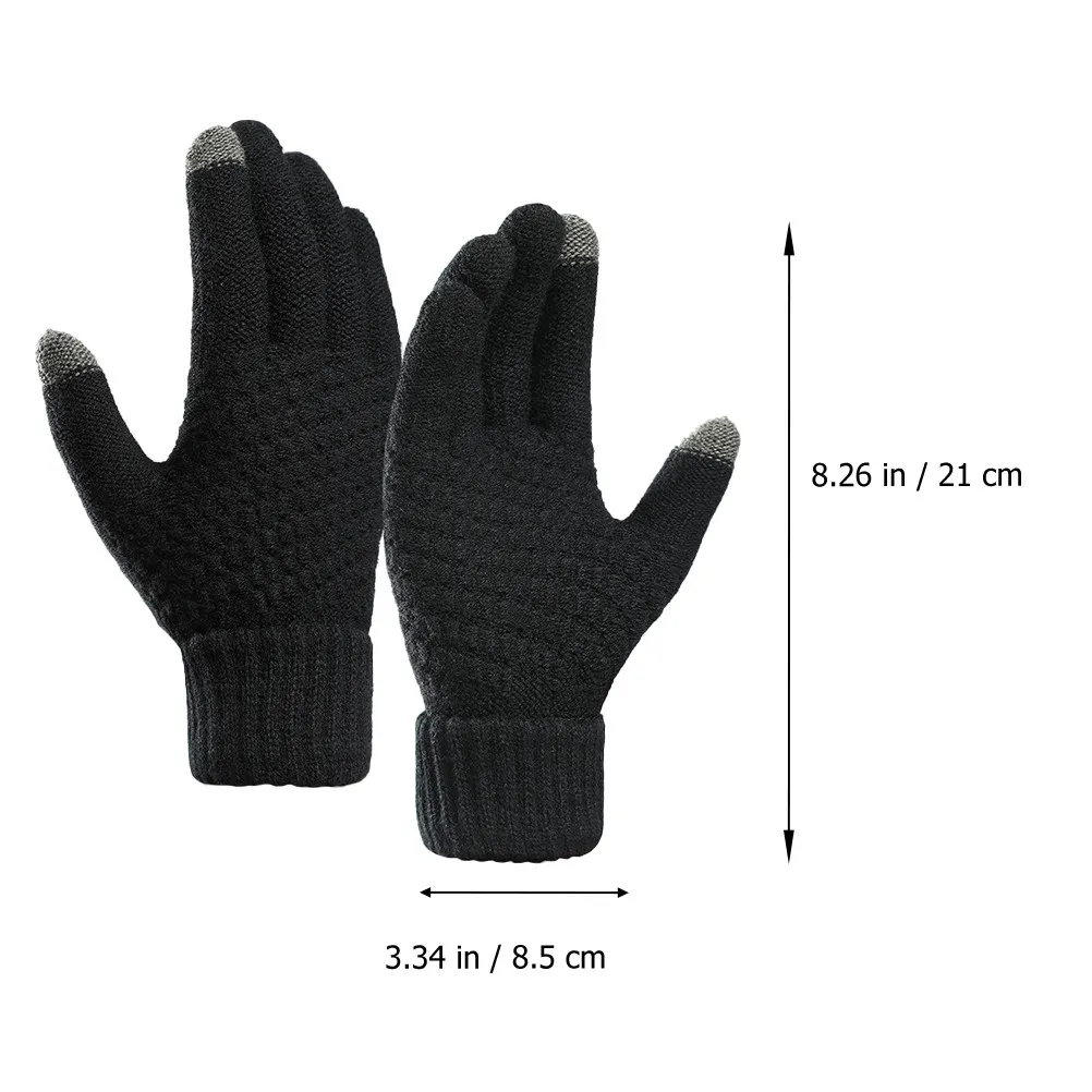 2pcs Touch Screen Warm Gloves For Women Men Winter Knitted Thermal Hand Protectors Jacquard Design Cold Fit