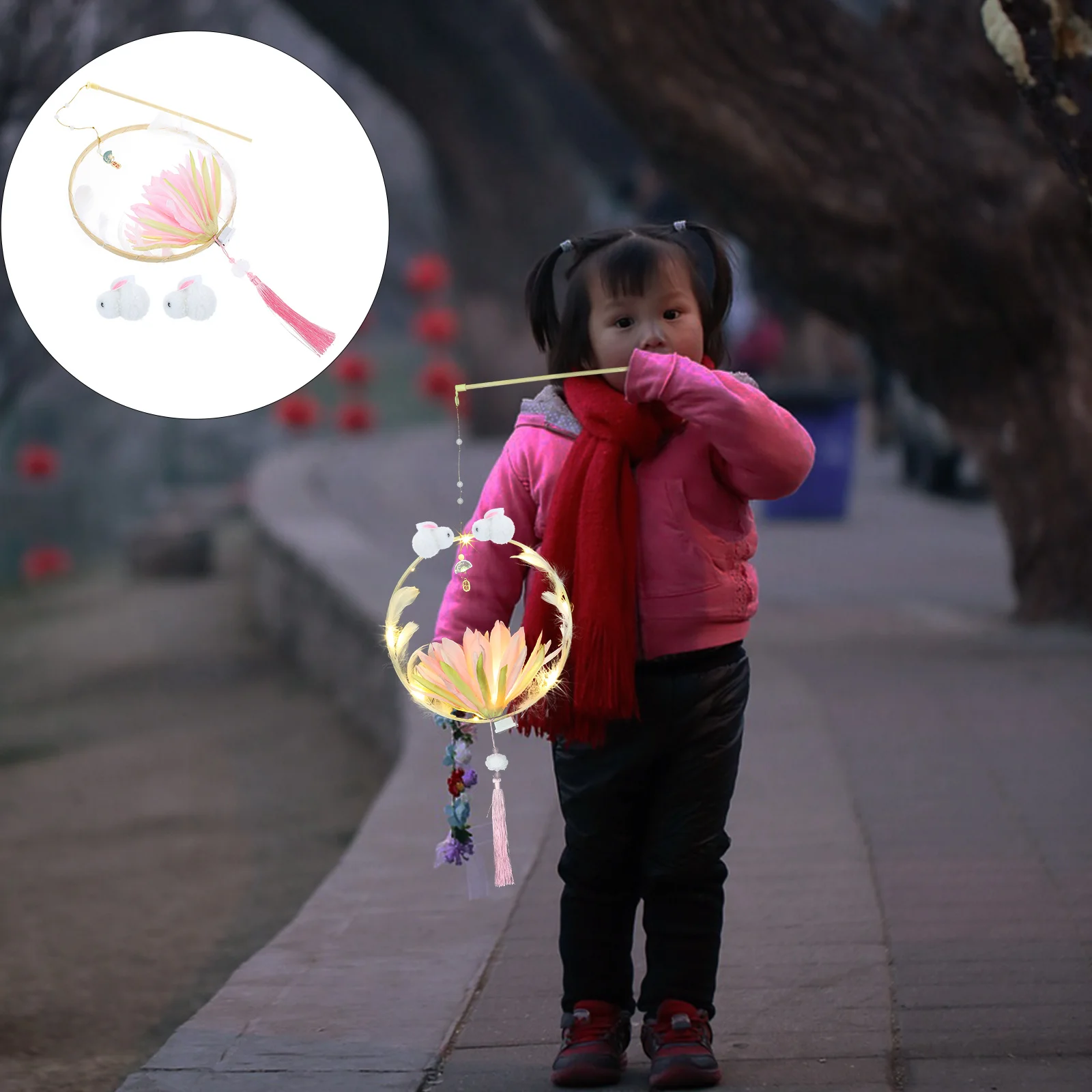 

DIY Chinese Style Rabbit Lantern Material Kit Easy Assemble Portable Mid Autumn Festival Handheld Jade Rabbit Luminous