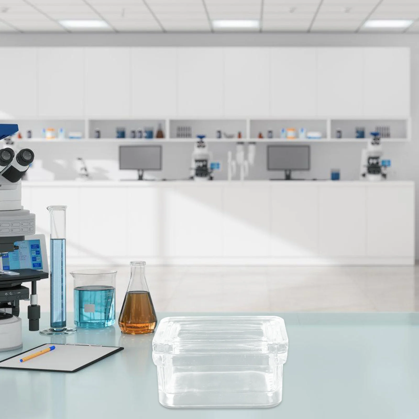 جرة تلطيخ زجاجية ذات 10 شرائح، خزان تلطيخ للمختبر عالي الشفافية وقابل لإعادة الاستخدام لشرائح المجهر الطبي البيولوجي