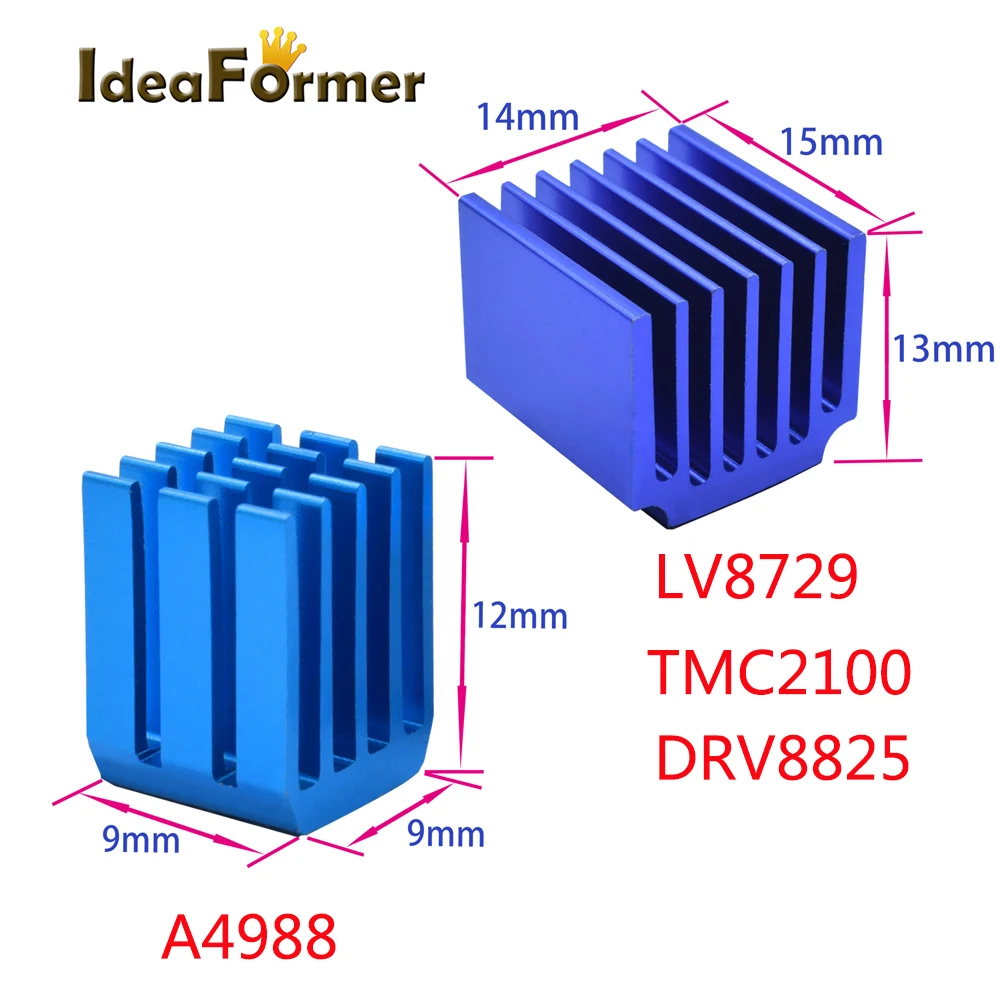 10PCS Heat Sinks 9*9*12 mm/14*15*13mm +3M Glue  Aluminum Cooler For Stepper Motor Driver A4988 DRV8825 LV8729 TMC2100 3D Printer