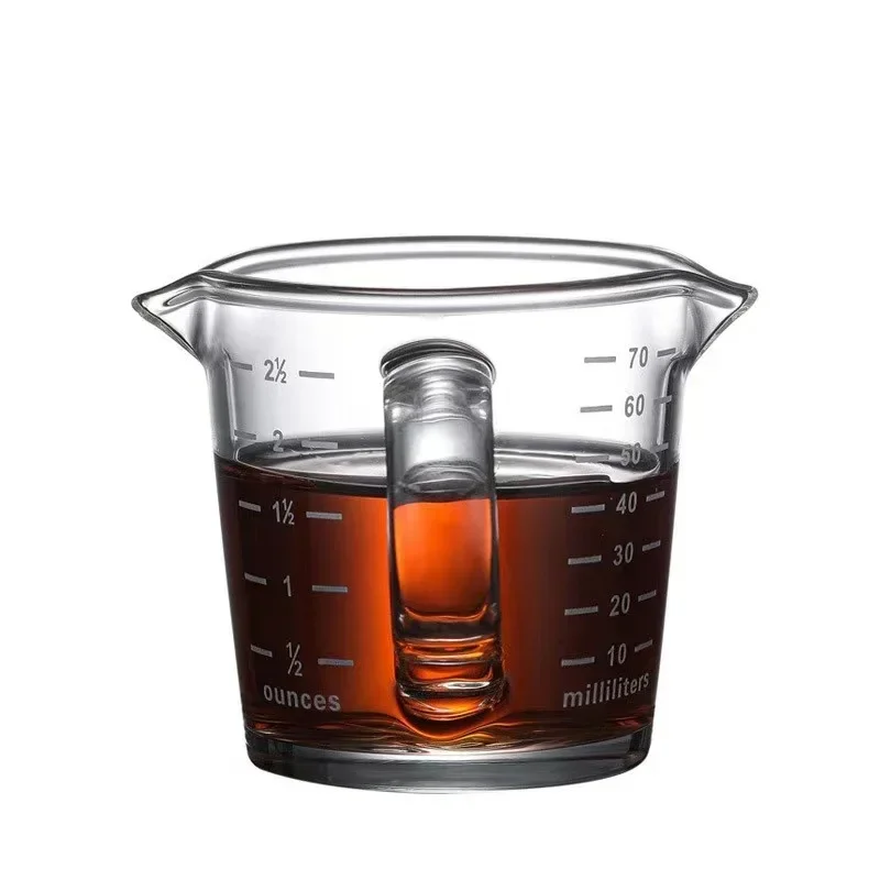 70ml Big Width Milk Cup Glass With Scale Heat-resistant Glass Measuring Cup Jigger For Espresso Coffee Double-mouthed Ounce Cup