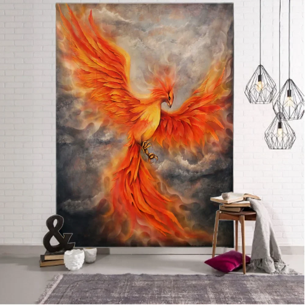 3D printing Fire Phoenix tapestry wall hanging bedroom living room wall painting tapestry Bohemian home decoration hanging cloth