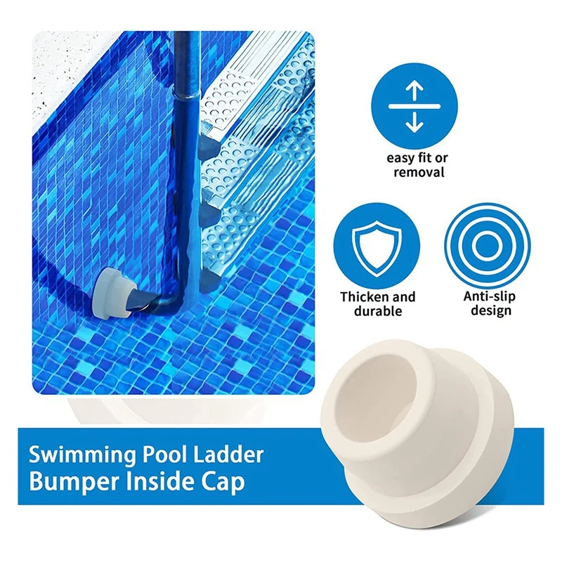 4 Pack Pool Ladder Rubber Stopper Bumpers,For 1.90Inch Ladder Tubing For Protect Swimming Pool Liner,Ladder Foot Cover