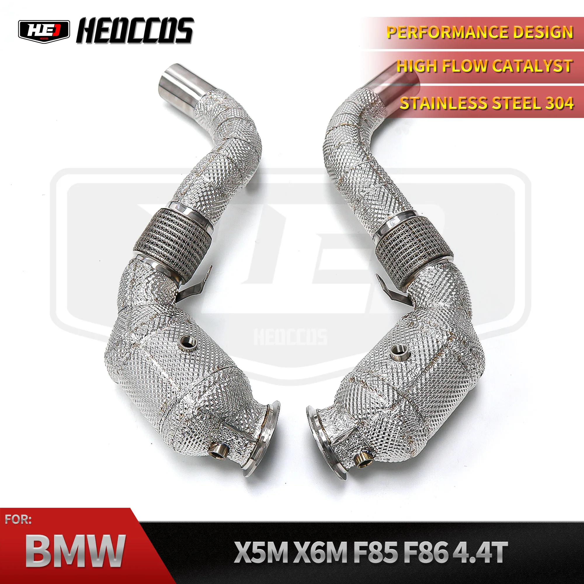 Downpipe Catalítico de Alto Rendimiento para BMW X5M/X6M F85/F86 2015-2019 4.4T S63 V8 con Protector Térmico Catalítico