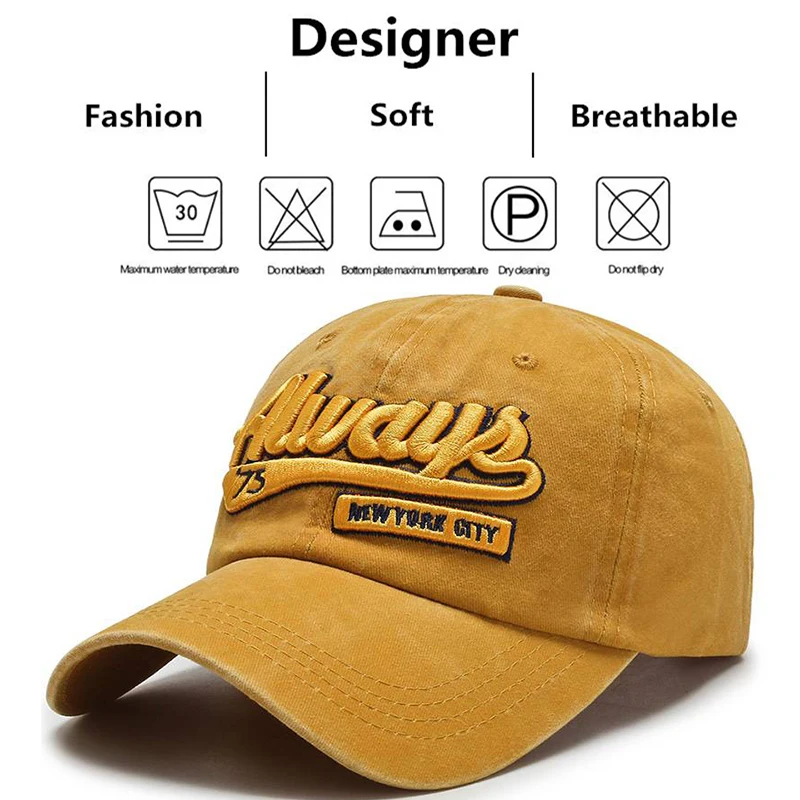 Men\'s ALWAYS Embroidered Baseball Hat Snapback Caps Hip-hop Hats Outdoor Adjustable Unisex Sunshade Cowboy Sunscreen Hat ﻿