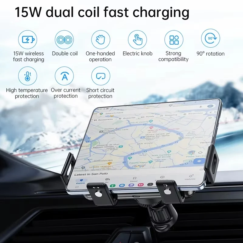 

Folding screen cell phone car 15W wireless charging bracket car air vent navigation car large screen special fixed navigation ra