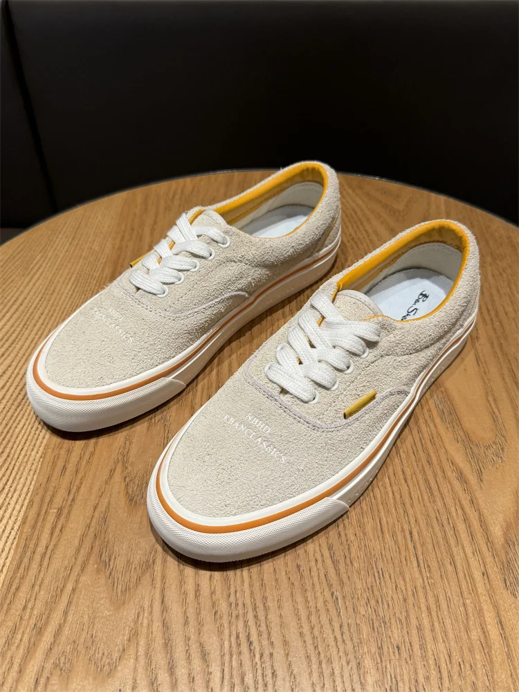 

ex Полностью замшевые парусиновые слипоны с низким верхом NBHD FD, детские универсальные туфли на плоском каблуке в стиле ретро, дышащие молодежные модные детали с вышивкой