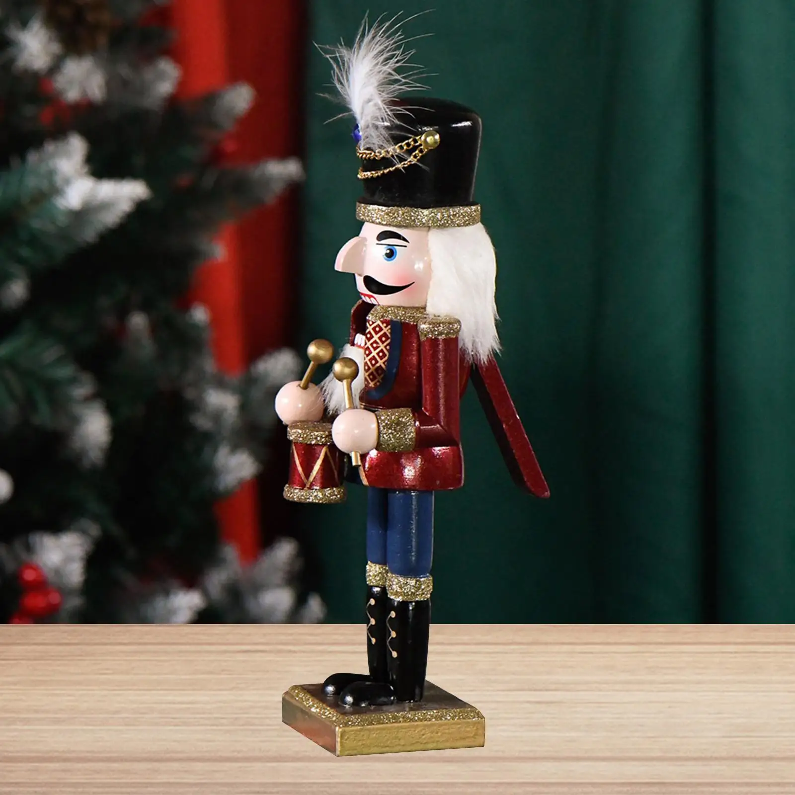 Nutcracker Figurine Decor Gift Festive Multipurpose Sturdy Party Favors Crafts Wooden Statue for Parties Desktop Holiday Window