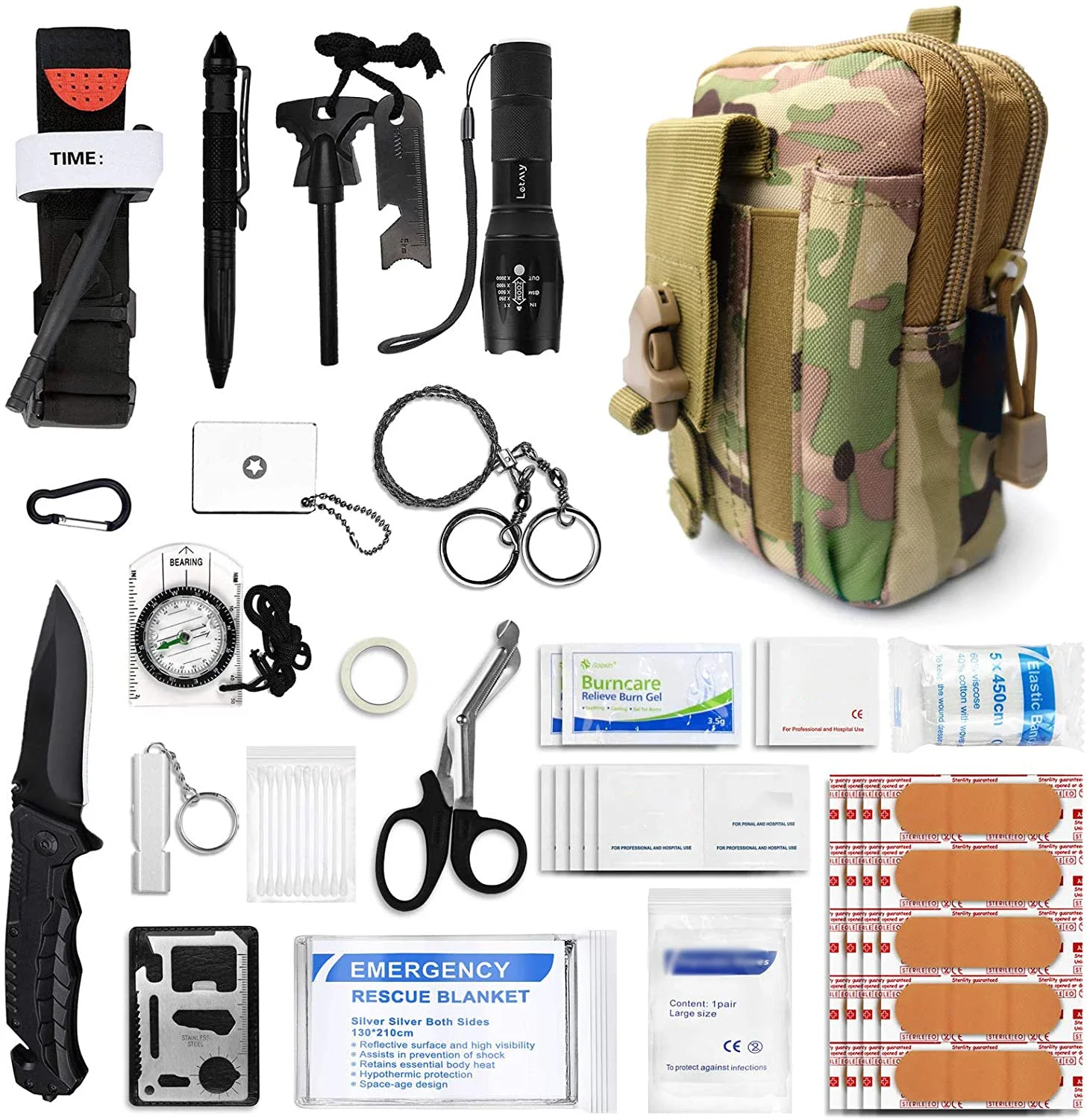 CE ISO13485 High Quality Approved Rucksack Wilderness Camping Tactical Survival Kit Equipment Waterproof First Aid Backpack 50L