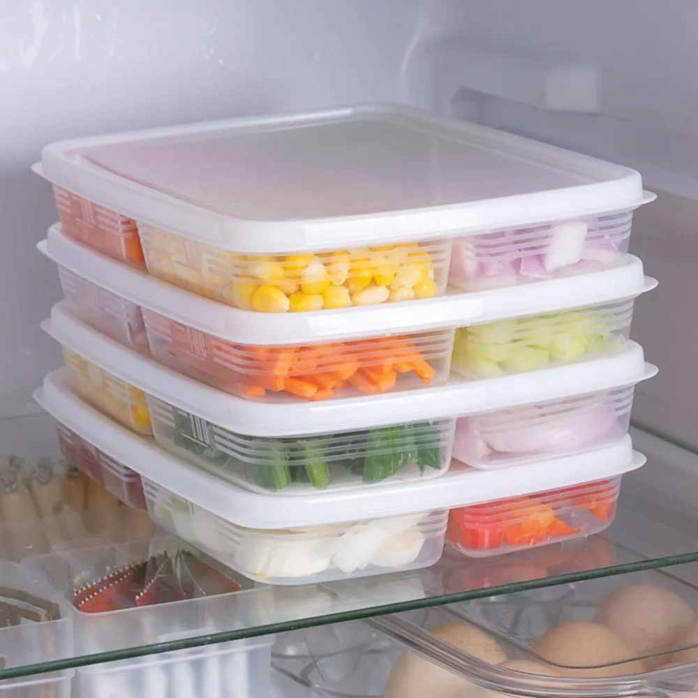 4/5/6Grids Portable Food Preparation Storage Box Divided Compartment Sub-Packed Meat Compartment Box Vegetables Fruits Boxes