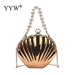 Acrylic Shell Bag Crossbody Bag For Women 2023 New Wedding Bridal Handbag Pearl Beaded Fashion Chain Party Bags Evening Bag