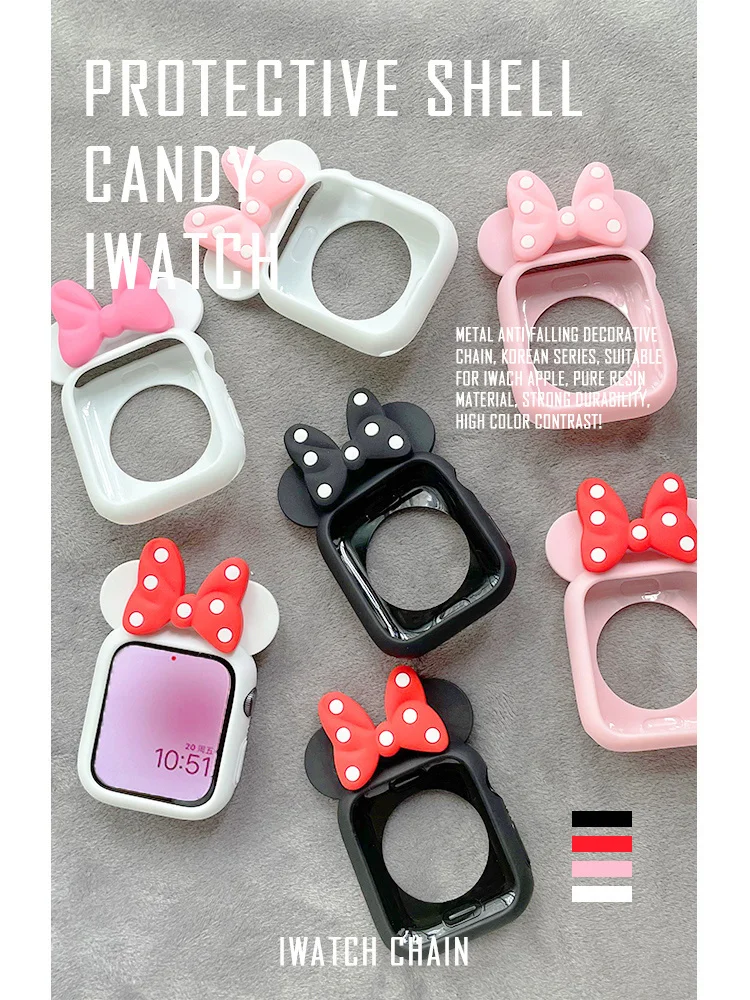 Cartoon Cute Case For Apple Watch Case 44mm 42mm 38mm 40mm Correa Bumper For Apple Watch Ultra 6 5 Soft Silicone Anti-drop Cover