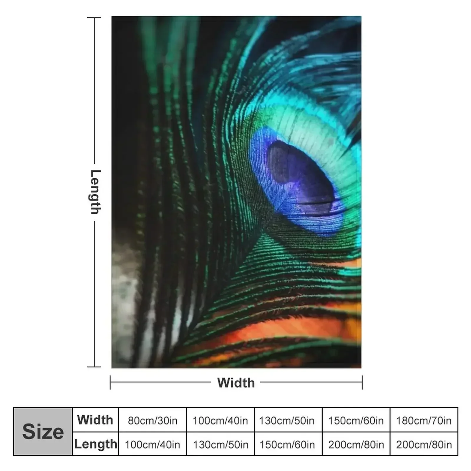 Peacock Feathers Throw Blanket couch cozy soft plush fuzzy picnic outdoor blanket