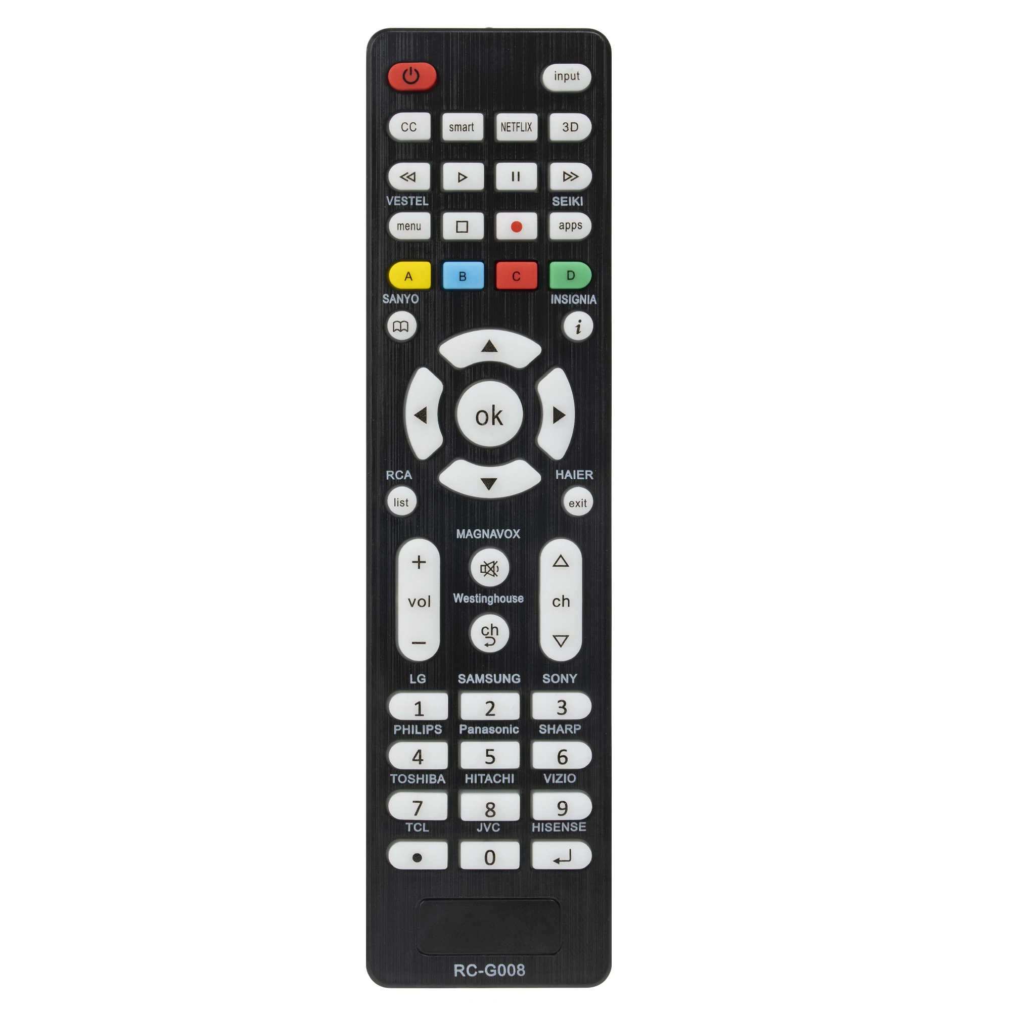 جهاز تحكم عن بعد بديل RC-G008 عالمي للتلفزيون الذكي وسامسونج وسوني هايسنس TCL شارب فيليبس JVC وستنجهاوس مع إضاءة خلفية