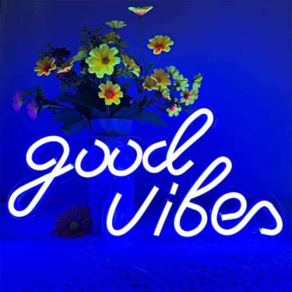 

Неоновая вывеска Good Vibes со светодиодной подсветкой для спальни, бара, игровой комнаты, вечеринки, настенная вывеска, неоновая Рождественская, на День Благодарения, модное украшение, новинка 2022