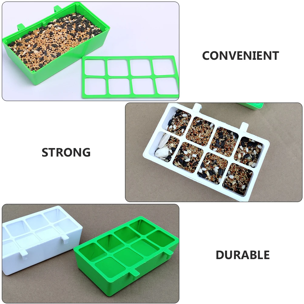 

2Pcs Eight Grid Bird Feeder Durable PP Easy Clean Anti Splash Parrot Pigeon Budgie Food Container Pet Supplies