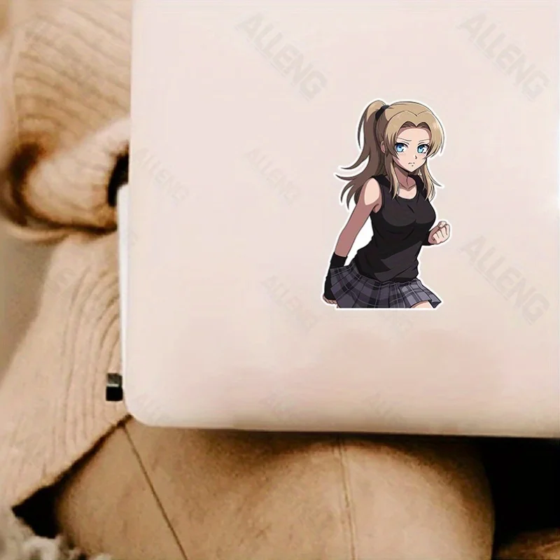 1 قطعة أنيمي نمط شقراء فتاة ملصق أسود تانك الأعلى منقوشة تنورة لاصق مائي لأجهزة الكمبيوتر المحمول الهاتف الزخرفية #4