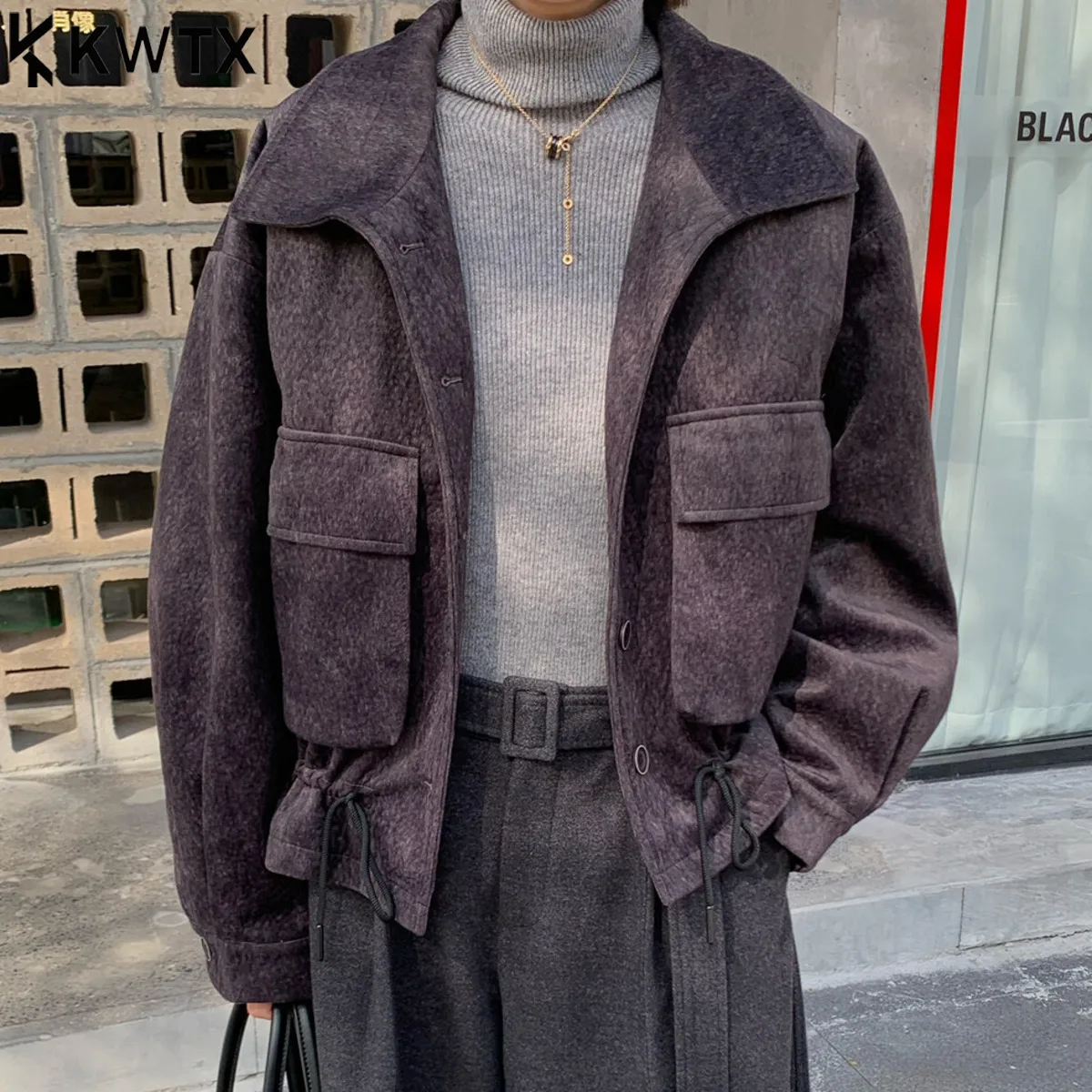 

KWTX 2025 Новый женский короткий плащ, зимняя куртка на флисовой подкладке, повседневная однобортная элегантная верхняя одежда с воротником-стойкой