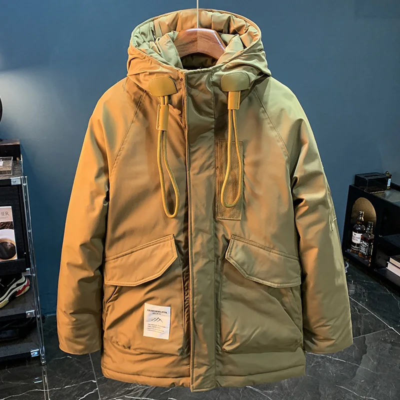 Chaqueta de plumón resistente al frío para montañismo al aire libre para hombre, ropa de abrigo informal para deportes de invierno, ropa de trabajo cálida con capucha, chaqueta de concha 2024