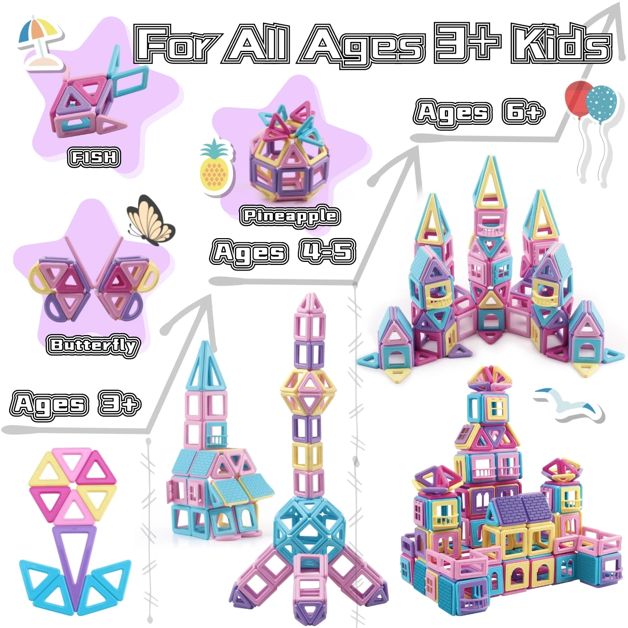 164-delige magnetische bouwstenen set educatief speelgoed voor kinderen creatieve en creatieve bouwpakket unisex