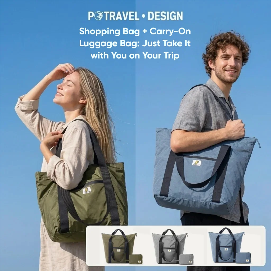 Waterproof Foldable Travel Bag Duffel Tote & Crossbody Bag Large Capacity Portable Luggage Storage Pouch for Women Men