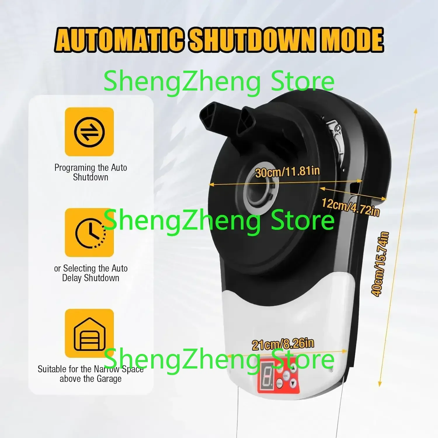 Electric Garage Roller Door Opener Motor, Auto Garage Roller Door Motor with Led Light+2 Remoter